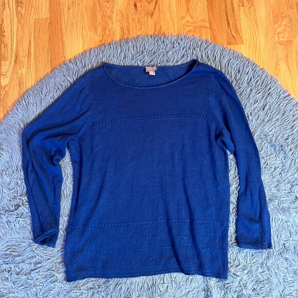Chico's Royal Blue Crew Neck Cotton Sweater Size XL - Picture 1 of 5